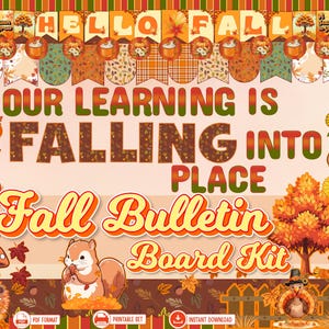 Kit per bacheca autunnale, decorazioni per l'aula modificabili, stampabili in PDF, decorazioni autunnali per la porta dell'aula.