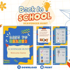 Back to School Scavenger Hunt Printable Classroom Icebreaker First Day of School Activity PDF Game Pack