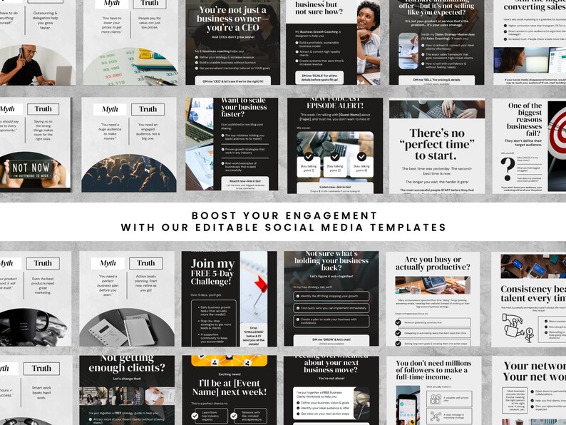 95 Business Coach Instagram Post Templates Fully Editable Canva Pack ...