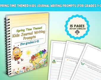 Spring Writing Prompts Printable Kids Journal Worksheets Grades 1 3 Creative Writing Activity PDF