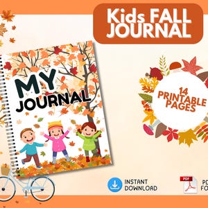 Kids Fall Journal Printable Autumn Activity Book Daily Writing Prompts Homeschool Workbook PDF Download