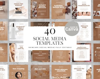 40 Skincare Instagram Post Templates Canva Editable Instagram Posts for Beauty Brands and Creators