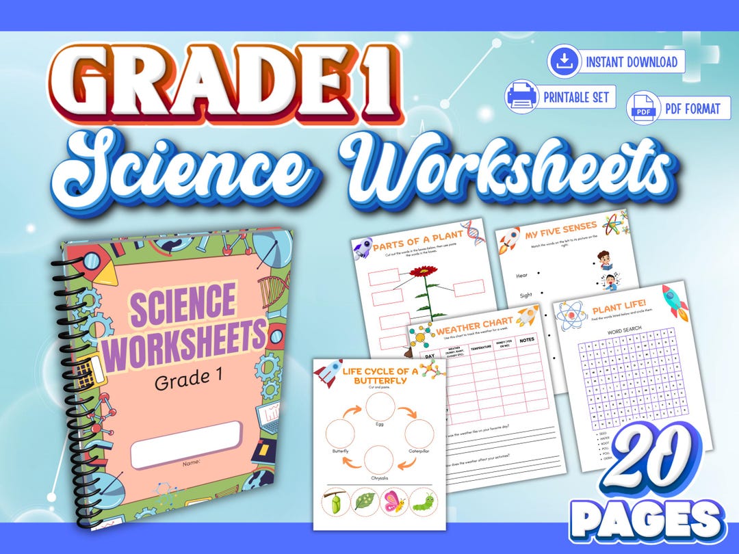 Grade 1 Science Worksheets Printable Activity Pack for Kids Homeschool