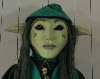 marioneta Duende Verde títere marionette puppet ooak artdoll