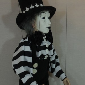 marionet Mime marionet marionet ooak artdoll-títere afbeelding 3