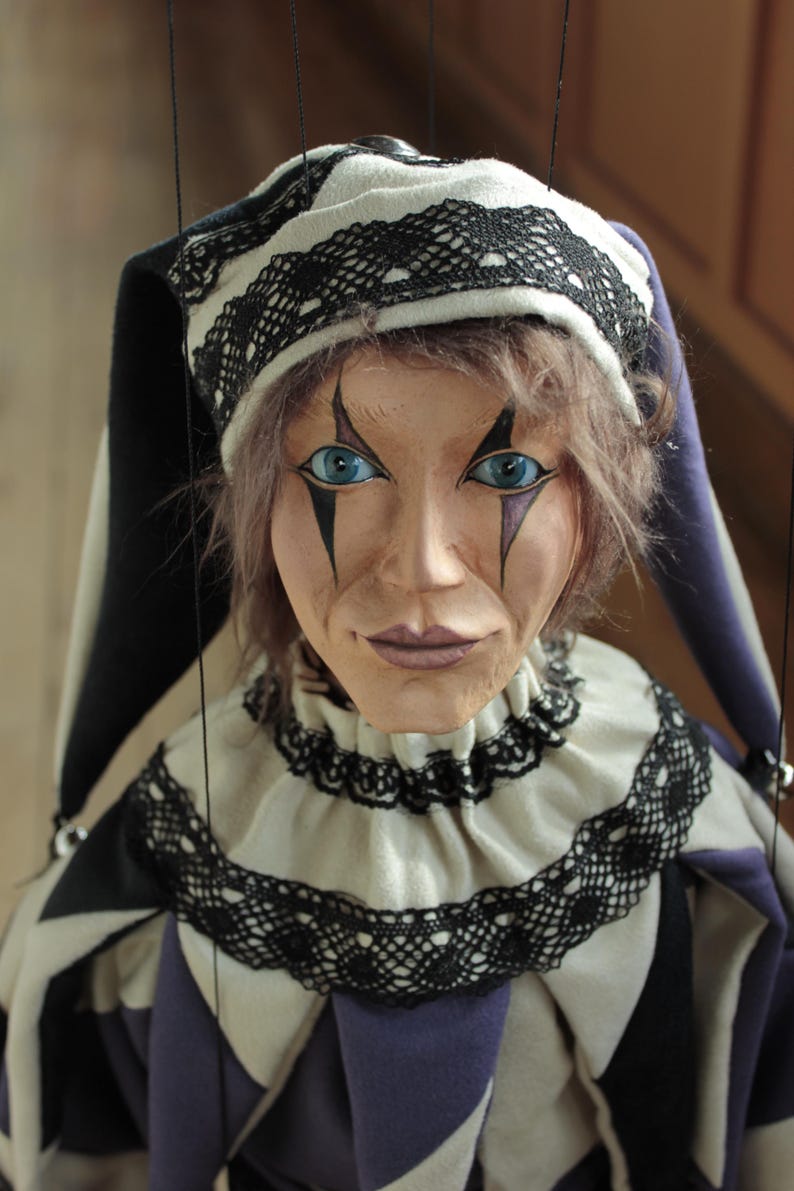 marionetta Harlequin burattino ooak artdoll marioneta títere immagine 13