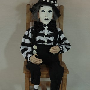 marionet Mime marionet marionet ooak artdoll-títere afbeelding 9