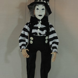 marionet Mime marionet marionet ooak artdoll-títere afbeelding 7