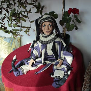 marionetta Harlequin burattino ooak artdoll marioneta títere immagine 16
