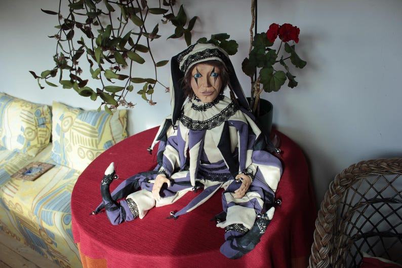 marionetta Harlequin burattino ooak artdoll marioneta títere immagine 16