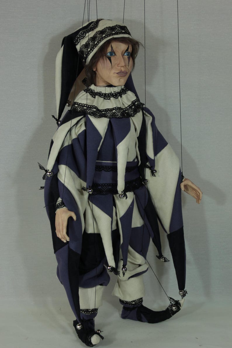 marionetta Harlequin burattino ooak artdoll marioneta títere immagine 8