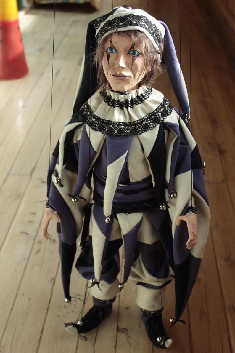 marionetta Harlequin burattino ooak artdoll marioneta títere immagine 15