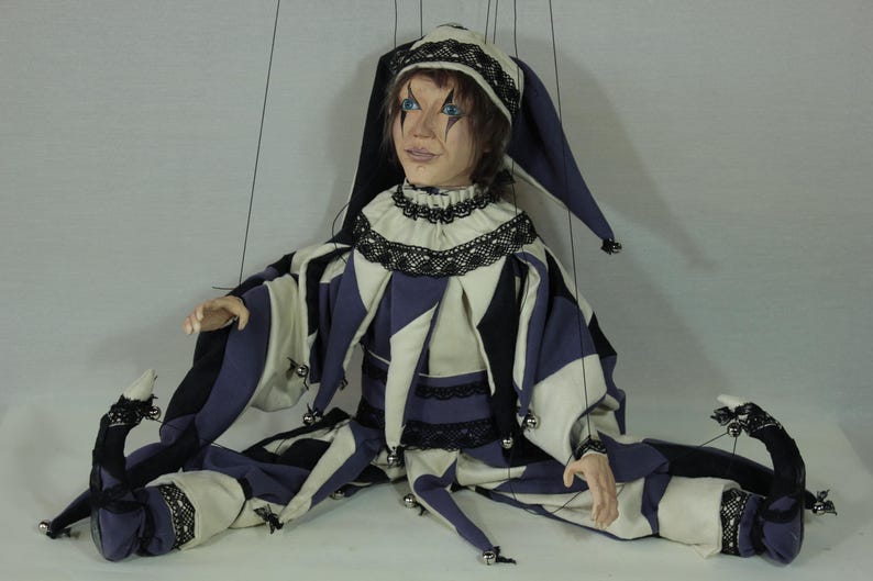marionetta Harlequin burattino ooak artdoll marioneta títere immagine 12