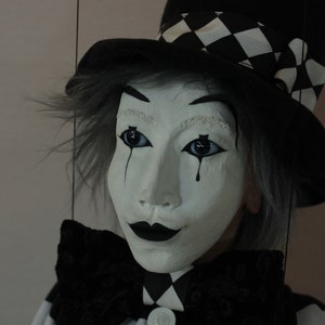 marionet Mime marionet marionet ooak artdoll-títere afbeelding 2