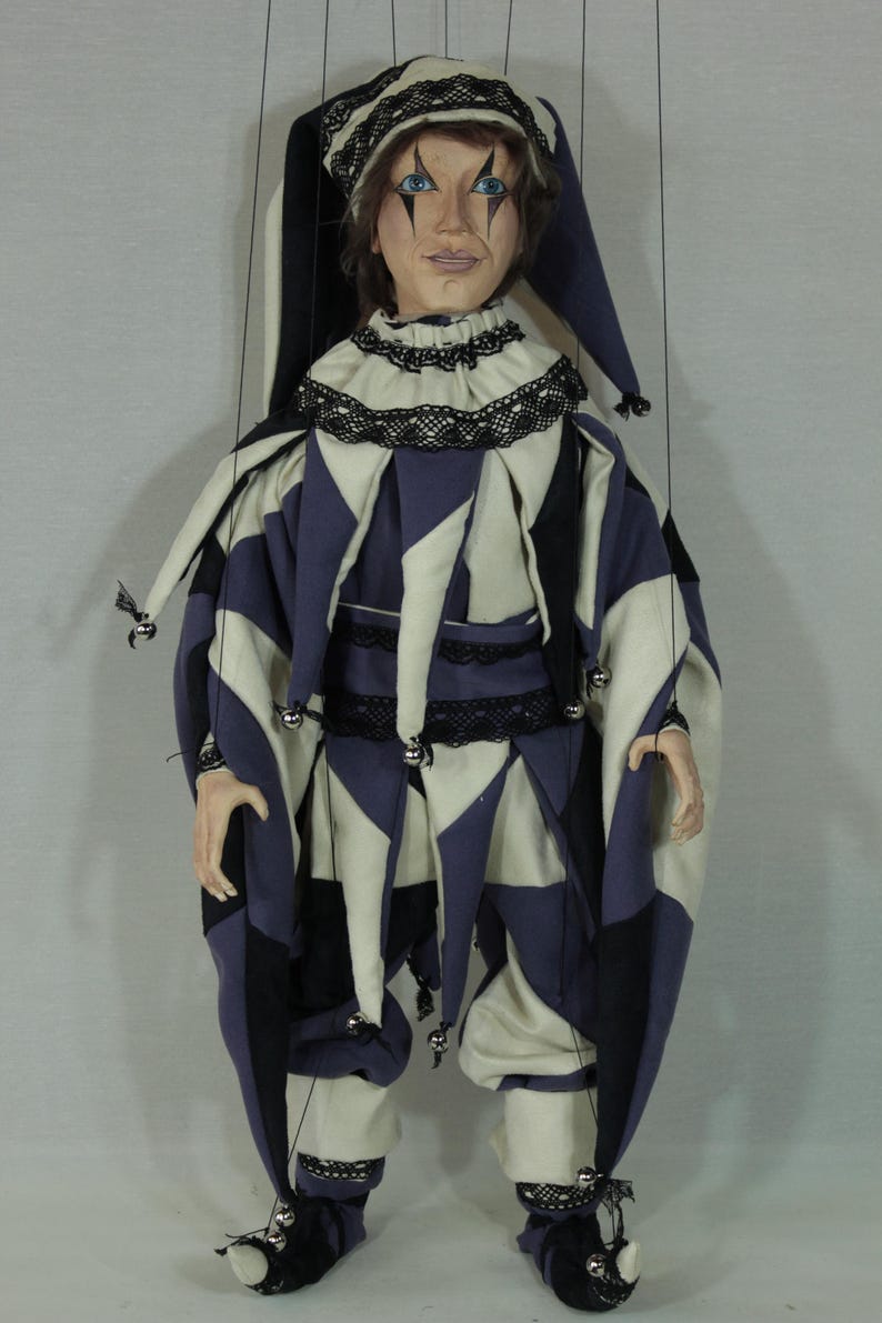 marionetta Harlequin burattino ooak artdoll marioneta títere immagine 9