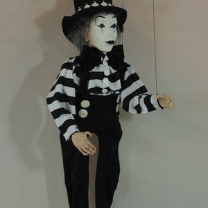 marionet Mime marionet marionet ooak artdoll-títere afbeelding 6