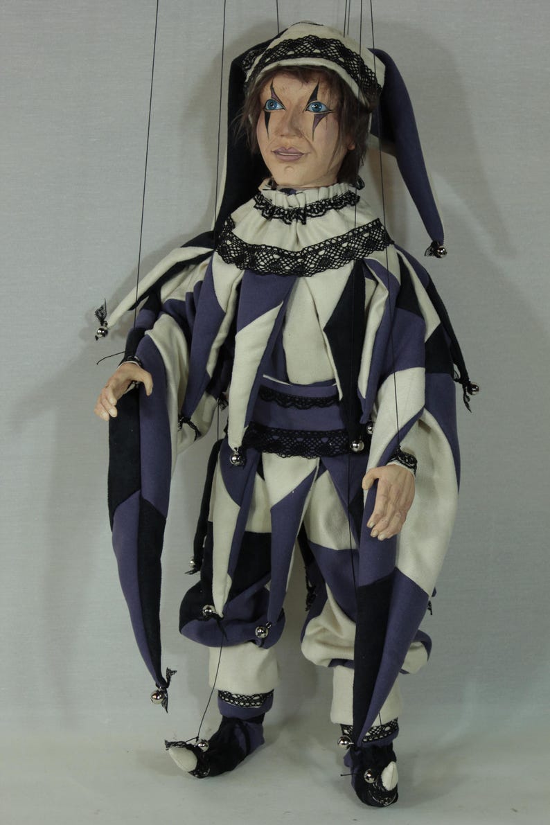 marionetta Harlequin burattino ooak artdoll marioneta títere immagine 6