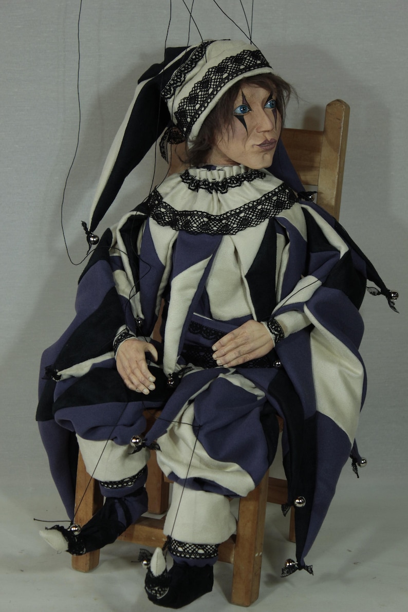 marionetta Harlequin burattino ooak artdoll marioneta títere immagine 11