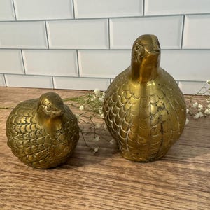 Pair Brass Vintage Quail