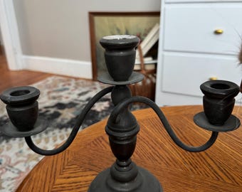 Antique made in Japan silver plate 3 arm candelabra