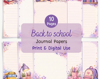 Schrijfbladen voor de start van het schooljaar, printbaar schrijfpapier in PDF- en PNG-formaat (digitale download)