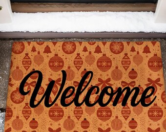Merry Christmas Doormat, Christmas Snow Coir Door Mat, Front Door Mat,Outdoor Mats, Funny Doormat, Welcome Mats, Coir Mats,Christmas Doormat