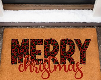 Merry Christmas Doormat, Christmas Snow Coir Door Mat, Front Door Mat,Outdoor Mats, Funny Doormat, Welcome Mats, Coir Mats,Christmas Doormat