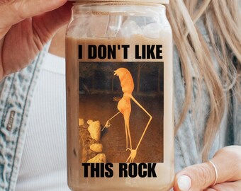 Marcus The Worm Glass Cup | I Don’t Like This Rock Glass Cup | Funny Meme Coffee Glass,Viral Worm Meme Gift | Brain Rot Aesthetic Drinkware