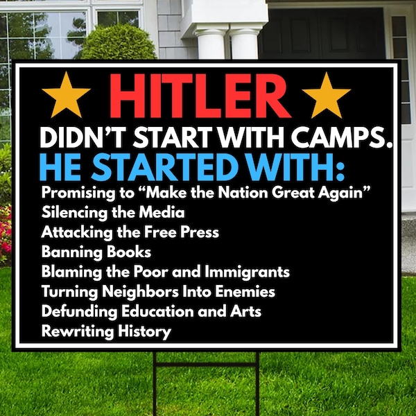 Warning Political Yard Sign for Human Rights - Anti Authoritarian Resistance Lawn Decor and Social Justice Message