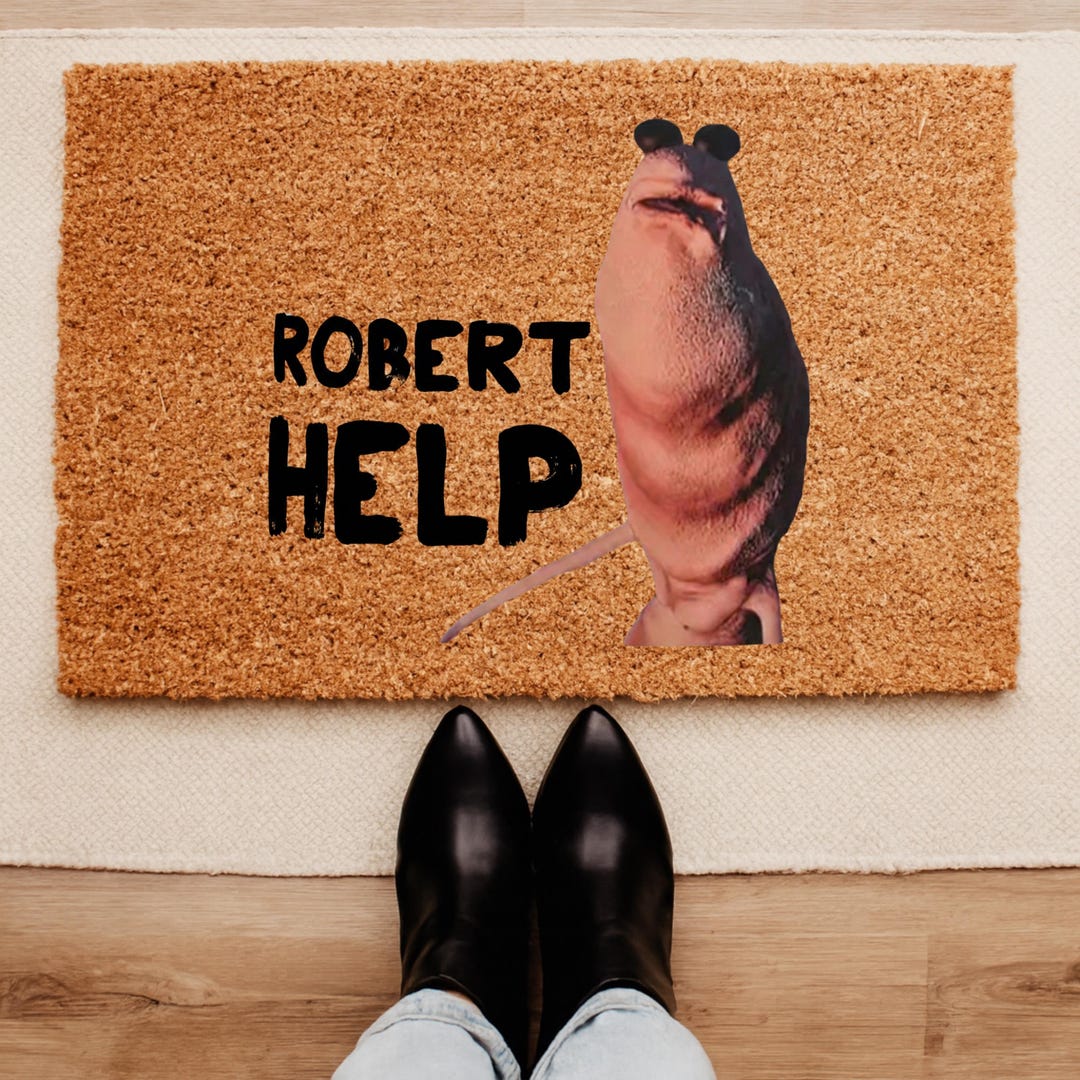 Weirdcore Rugs Robert Help Marcus the Worm Doormat, Weirdcore Aesthetic Decor, Funny ...