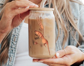 Marcus the Worm Glass Cup | Marcus The Worm Nah Meme Cup | Funny Worm Coffee Mug | Internet Humor Drinkware