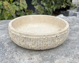 Travertine Marble Bowl – Handmade Natural Stone Serving Bowl