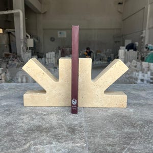 May include: A pair of beige, porous stone bookends with a sunburst-like silhouette, flanking a thin, vertical, dark maroon book. The book spine features a white logo with the letter N and the text E240 10lu printed in white near the bottom.