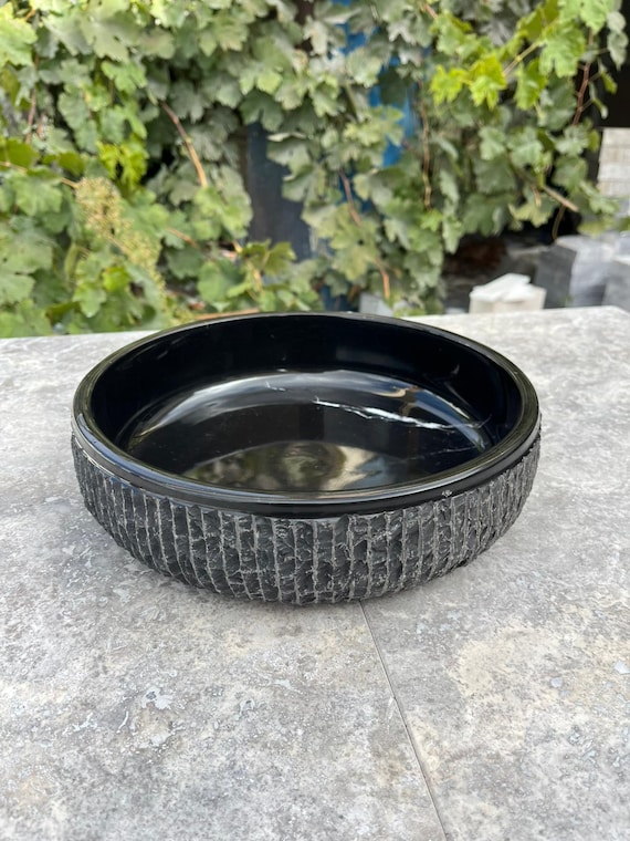 Black Marble Serving Bowl – Handmade Natural Stone Centerpiece