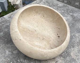 Travertine Marble Serving Bowl – Handmade Natural Stone Decorative Bowl