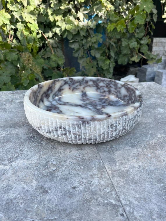 Calacatta Viola Marble Bowl – Handmade Stone Centerpiece & Serving Bowl