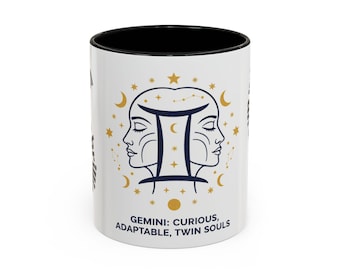 Zwillinge Sternzeichen Zwillinge Tasse | Akzent-Kaffeetasse 11 Unzen 15 Unzen, Astrologie Eigenschaften