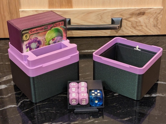 3D Printed Pokemon Deck Box | Custom Colors & Icons | Deck Dice Storage