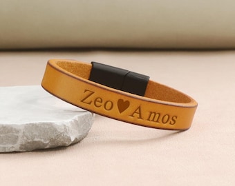 Aangepaste gegraveerde leren armband, gepersonaliseerde leren armband, herenarmbanden, moderne gevlochten armbanden, cadeau voor hem, cadeau voor vriend