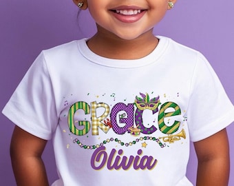 Custom Kids Name Mardi Gras Shirts, Mardi Gras Shirt for Kids, Mardi Gras Outfit for Toddler, Girls Mardi Gras Aligator, Parade Shirt 2026