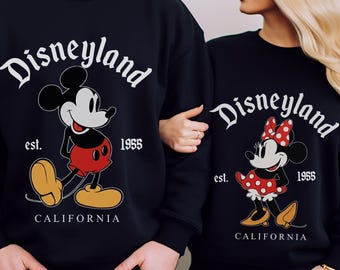 Disneyland Retro Mickey Minnie Couple Matching Sweatshirt, Vintage Disneyland Couple Shirt, Disney Classic Minnie Mouse Pose Shirt