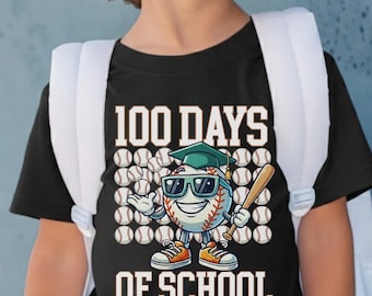 100 Days of School Shirt for Boys, Baseball Kids 100th Day Celebration Tee, 100 Days Of School Shirt, 100 Days Of School Sweatshirt
