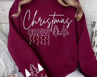 Sudadera navideña, camiseta navideña a juego para toda la familia, pijama navideño de cuello redondo, sudadera acogedora de invierno, camiseta navideña personalizada.