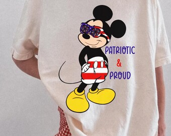 Comfort Colors® Mickey Mouse Patriotic & Proud Shirt, Patriotic Tee, 4th of July Flag Tee,  Family 4th July 250th Year Tee Disney Family Tee