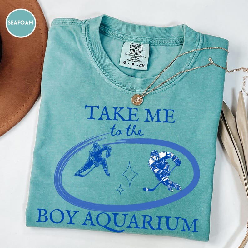 Comfort Colors® Take Me To The Boy Aquarium Shirt, Hockey Tee, Ice Hockey Player Gift, Game Day Funny Shirt, Hockey Coach Gift image 1