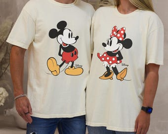 Comfort Colors® Retro Mickey Mouse Shirt, Disney Couple Matching Shirt, Disney Mickey Minnie Mouse Classic Pose Couple Shirt,