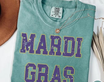 Retro Mardi Gras Tee, Mardi Gras Shirt, Fleur De Lis T-shirt, Mardi Gras Party Outfit, Mardi Gras Gift for Women, Comfort Colors®