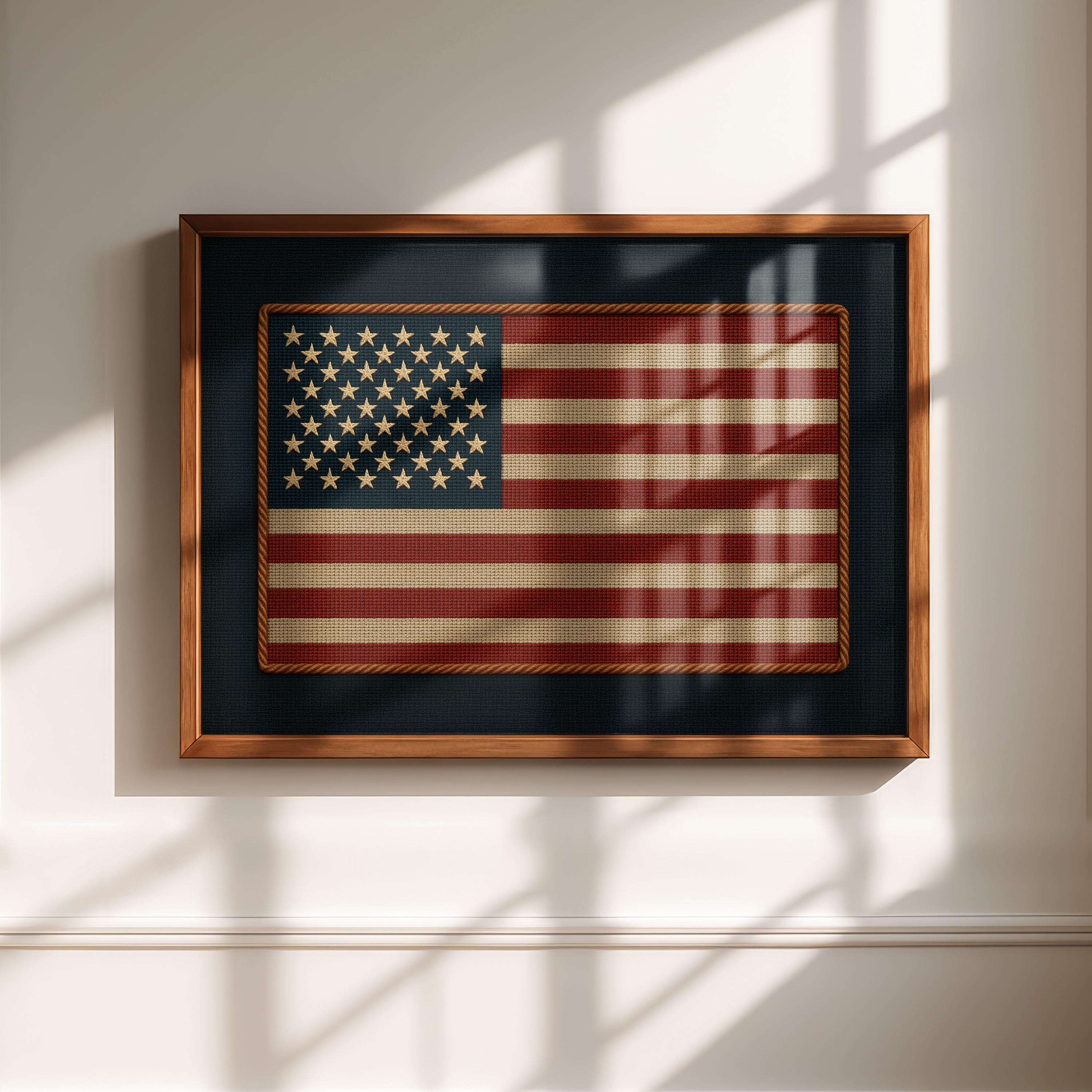 Vintage American Flag Wall Art – Rustic Patriotic USA Decor Print - Etsy