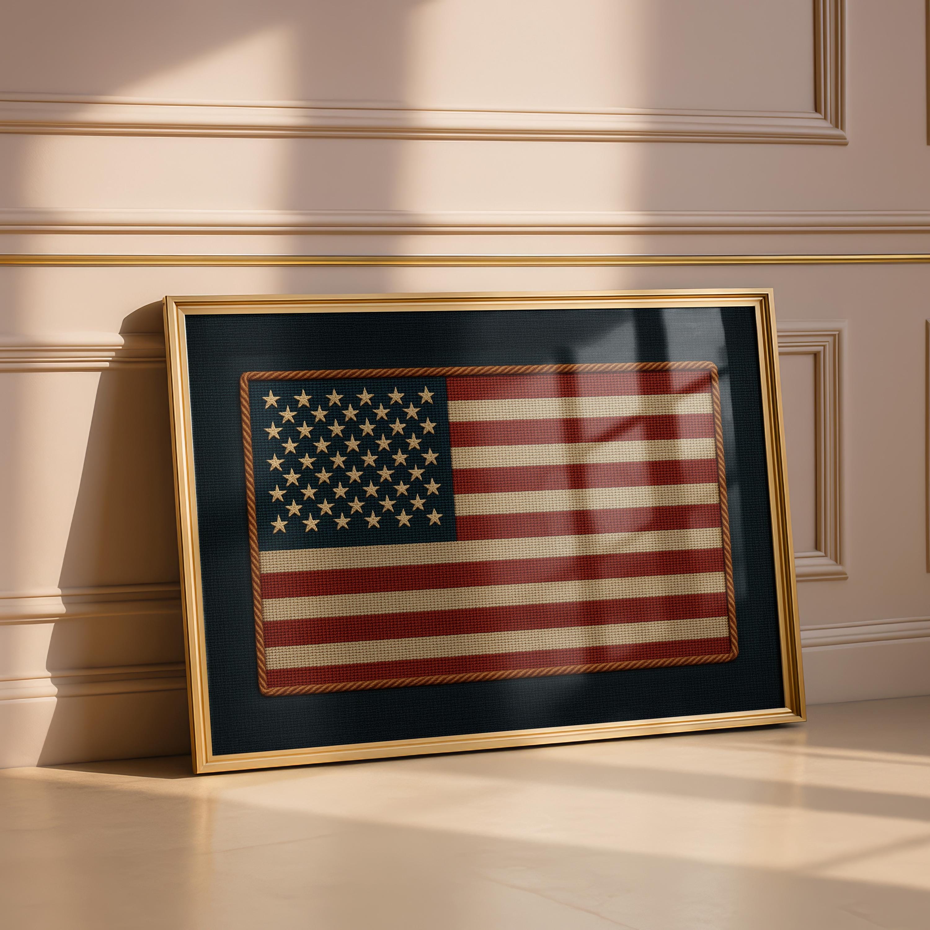 Vintage American Flag Wall Art – Rustic Patriotic USA Decor Print - Etsy
