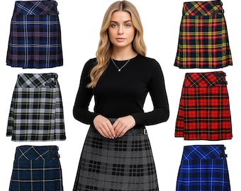Women Scottish Tartan Ladies Kilt Skirt – Back Pleated Girls Women's Mini Skirt – Available in 50+ Clan Tartans
